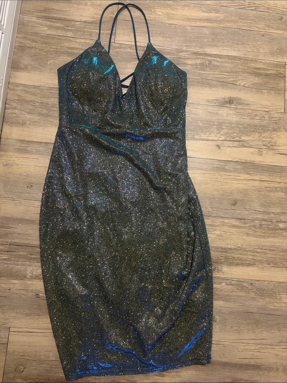 Charlotte Russe Sparkling Teal Blue Bodycon Slip Dress